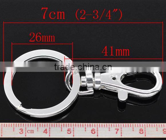 Custom Cheap Silver Plated Lobster Claw Clasps with Key Rings 7cm