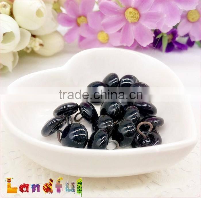 12mm Wire Loop Back Solid Black Craft Felted Animal Knitting Toys Glass Eyes