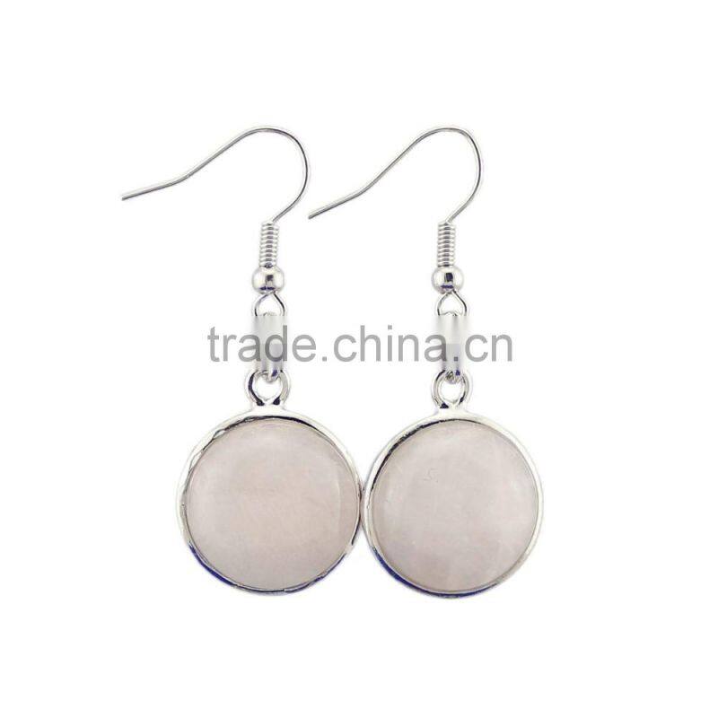 Turquoise Gold Dust Crystal Amethyst Natural Stone Round Drop Earrings