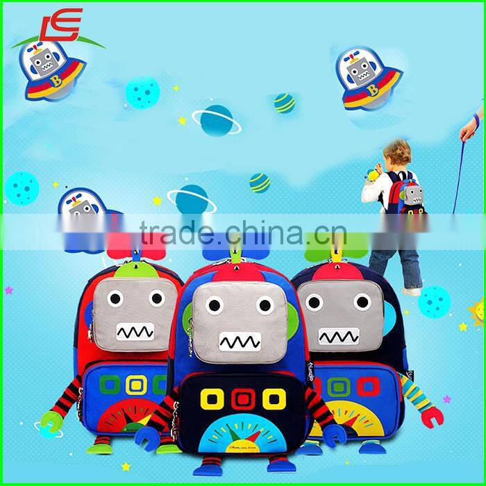 custom children school bag with plush robot