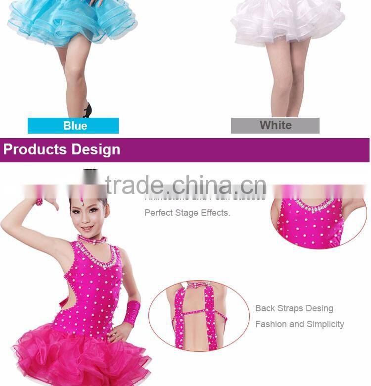 Girls Fancy Dress Costumes Sexy Backless Bling Ballroom Latin Dress For Kids