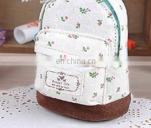 New Fashion Kawaii Fabric Canvas Mini Floral Backpack Women Girls Kids Cheap Coin Pouch Change Purses Clutch Bags
