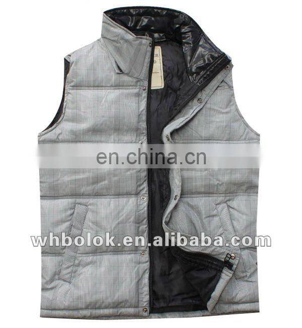 Mens vest quilted waistcoat with detachable collar winter vest
