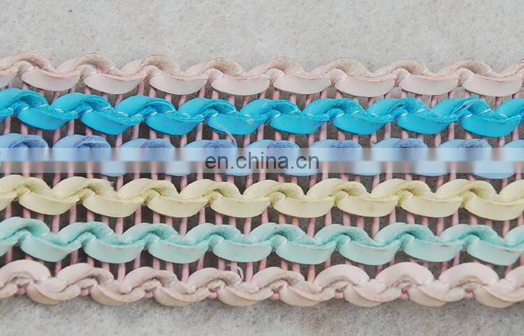 Fantastic colorway wave leather tape/ladder pu trims for accessories