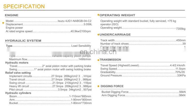 Well-known Brand SANY Hydraulic Excavator SY75C