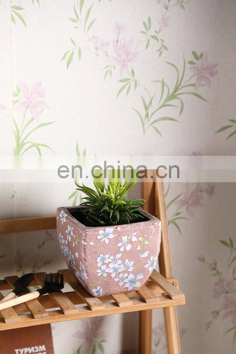 Garden supplies cheap custom indoor balcony home decor pink square large flower plant pots for succulent