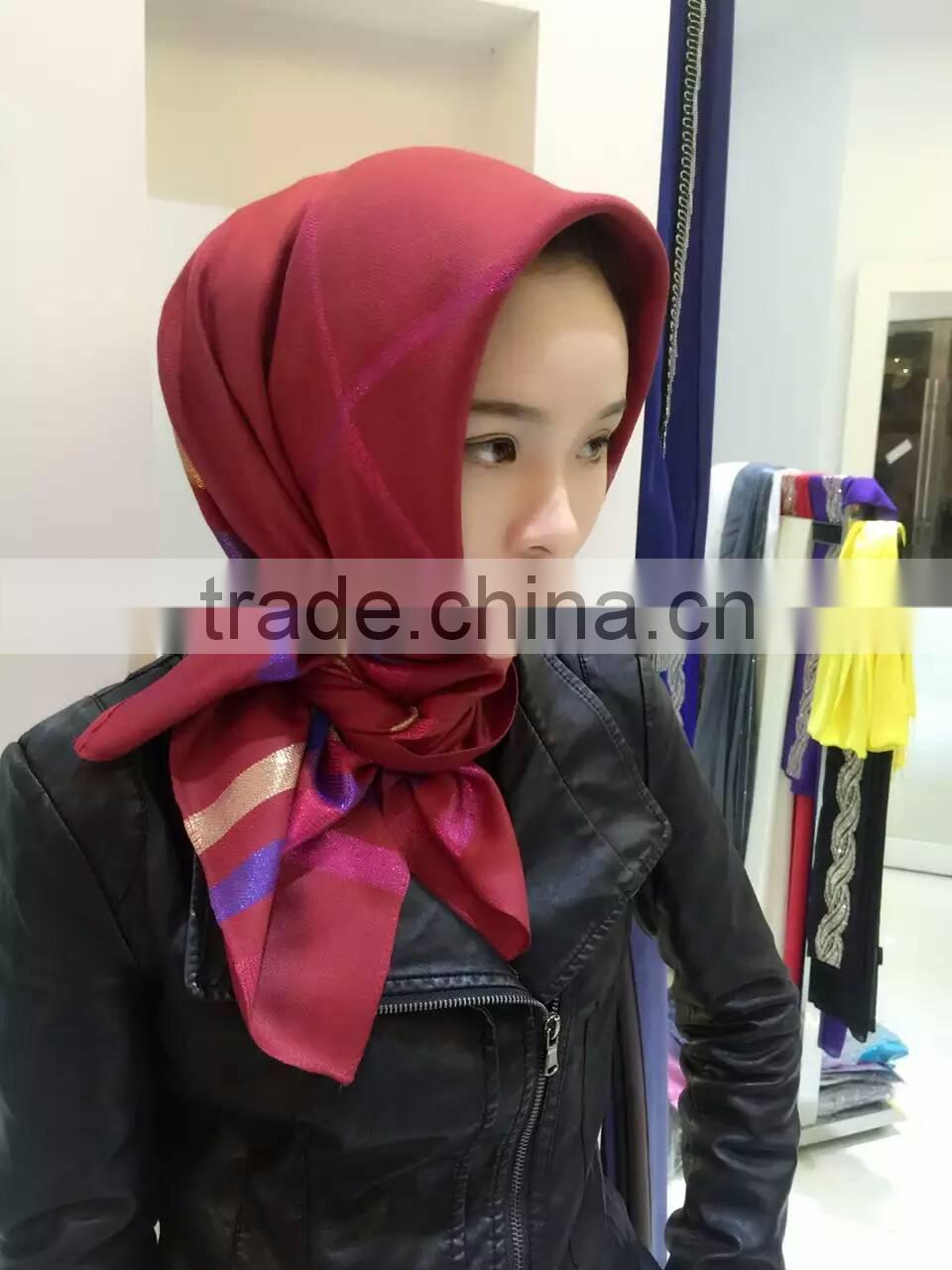 NEW 2016 90*90cm golden line muslim square scarf