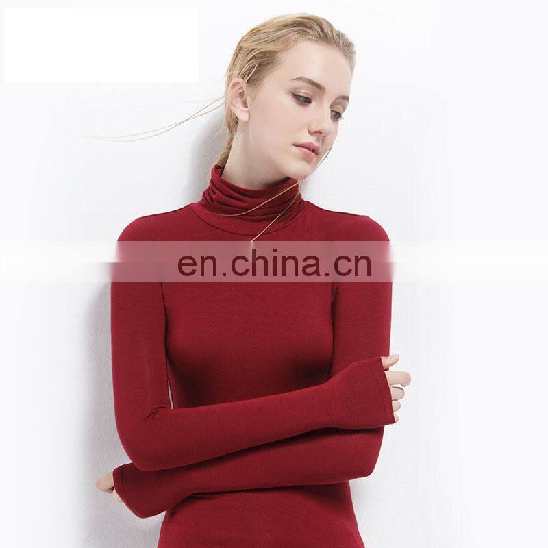 62/5000 Wholesale Custom-made Large Women's autumn long-sleeved t-shirt women's solid color Turtleneck Modert jacket autumn