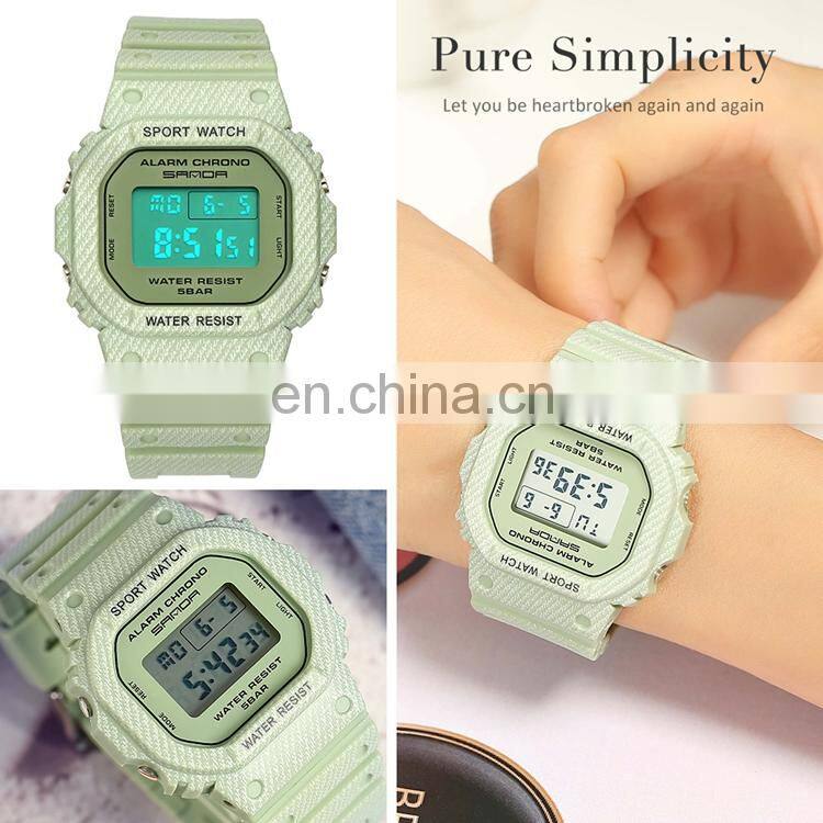 SANDA 293 Wholesale Custom Logo OEM Silicone Band Watches Waterproof Sports Outdoor Digital Ladies Watch