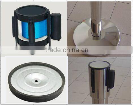 Silver Stainless Steels Belt Barriers- 2 Webbings Metal Barriers-Double Belt Metal Stand Post