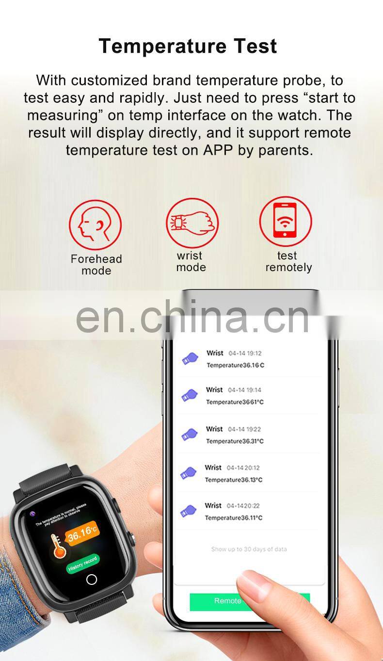 Black leather 4G multi language IPS screen heart rate oxygen monitor SIM card smart watch for senior