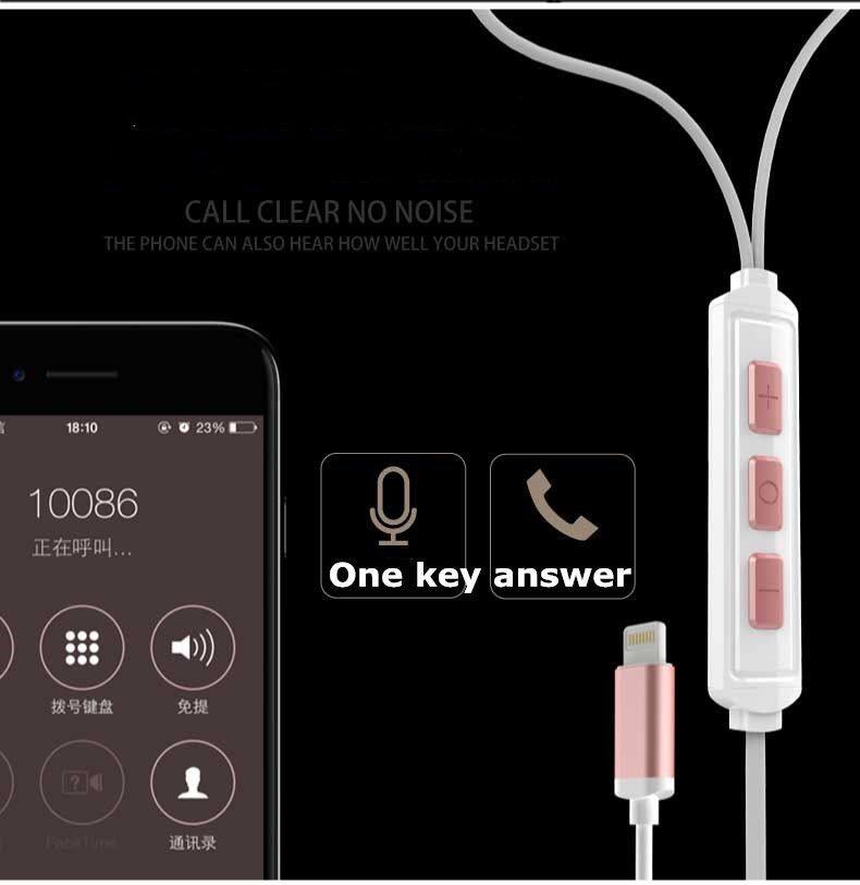 Factory price In-Ear bass stereo MFI digital earphone headphone for iphone 8