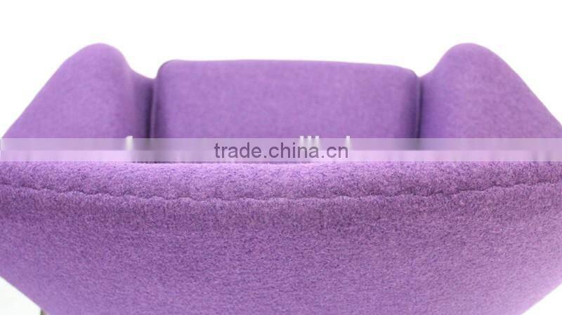 replica relaxing fiberglass materail stainless steel frame wool fabric womb chair with ottoman by Eero Saarinen