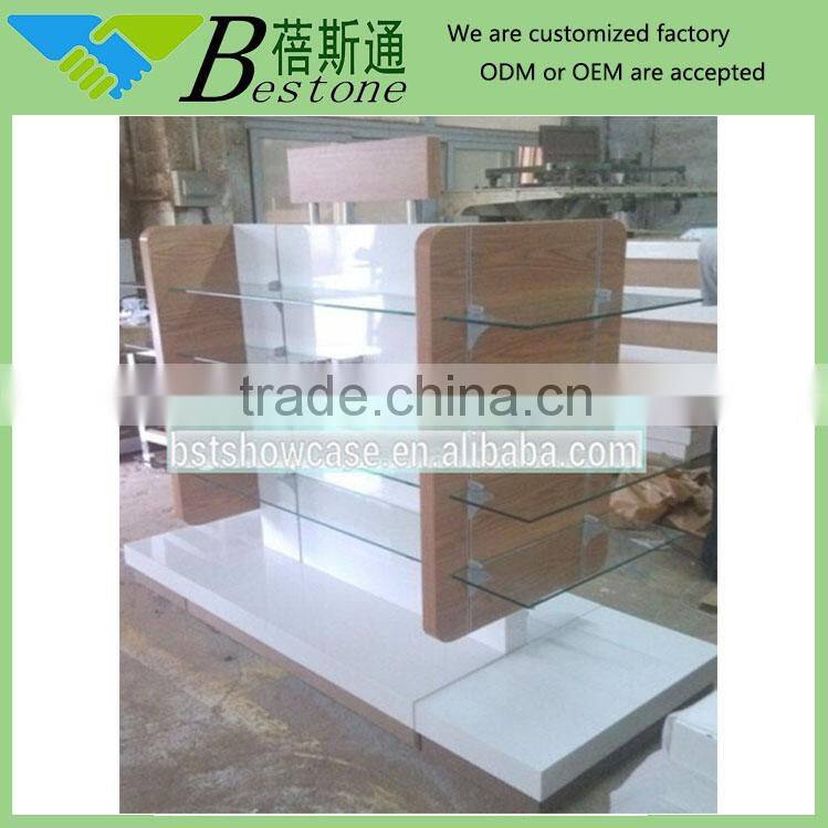 Commerical MDF mobile phone display cabinet with storage space for sale