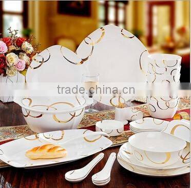 56 pcs gold china porcelain dinner sets