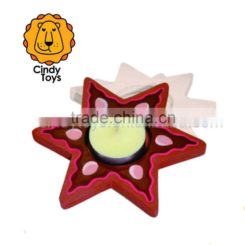 DIY Wooden Craft tealight holder Star set of 3 for Kids