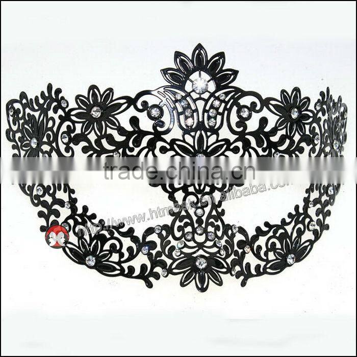 Sexy Womens Black Butterfly Animals Laser Cut Metal Venetian Masquerade Mask w/ Rhinestones Halloween Ball