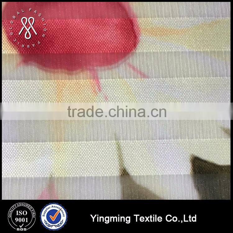 Wholesale Jacquard Striped Organza Printed Fabric with beautiful flower patterns for fashion garments,dress,skirt,wedding