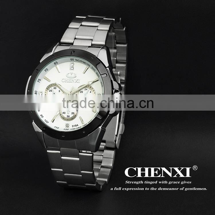 2016 Newest hot China quartz wrist watches fashion stainless steel men's sport watches 019AMB