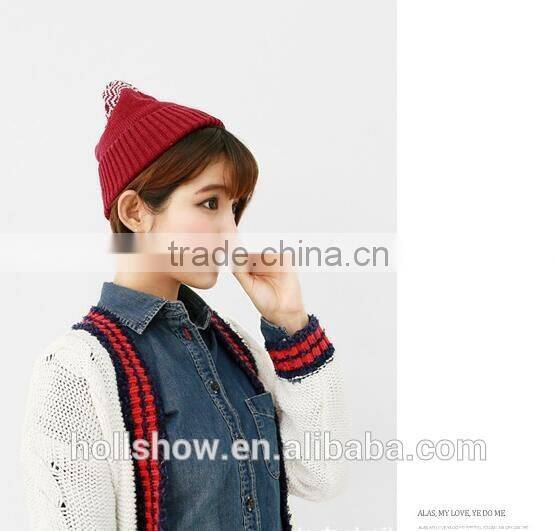 Best Selling Fashion Cute Peaked Top Wave Knitting Hats and Caps for Women