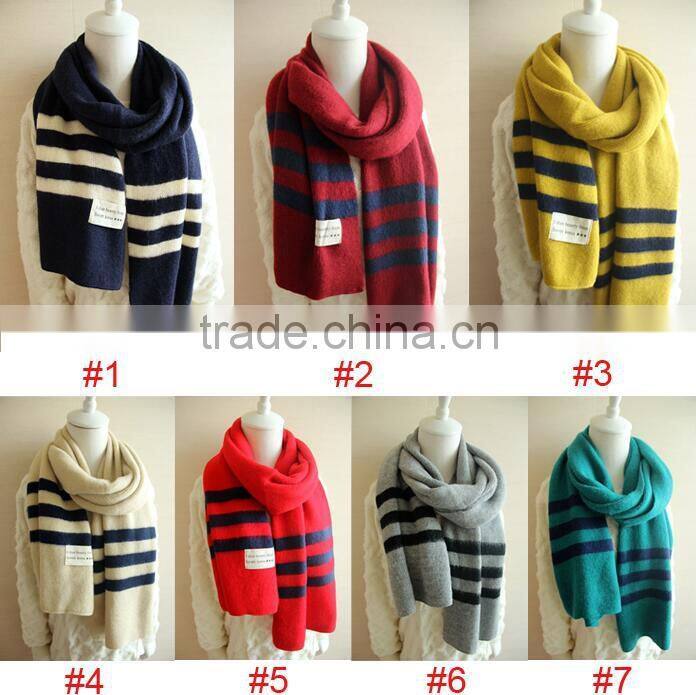 New Arrival Warm Fashion Long Striped Wool Acrylic Knitted Girls Winter Scarf