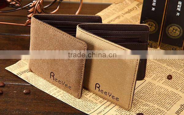 New Mens Boys Plain Canvas Velcro Leather wallet with id window