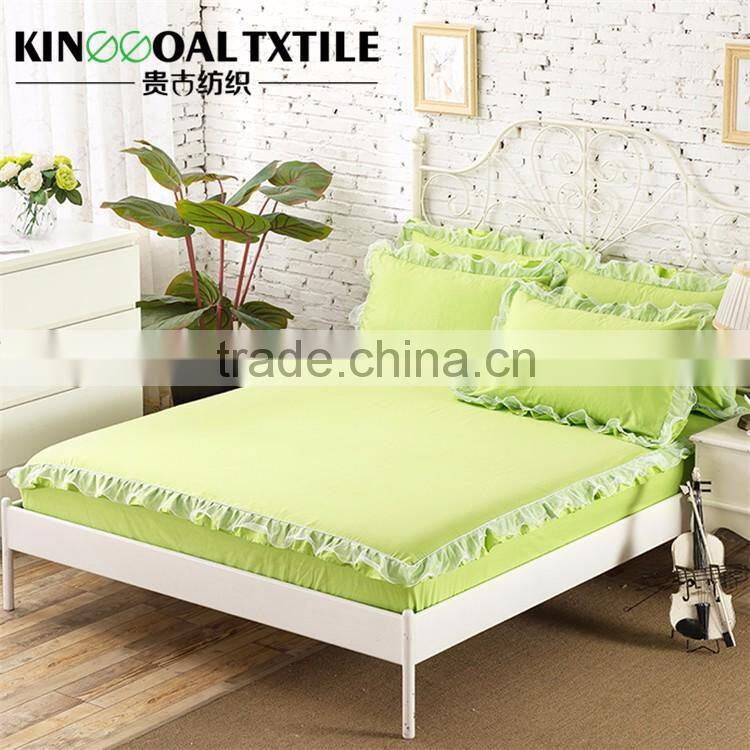 Pink 100% Bamboo Fitted Sheet 300TC/400TC With Lace Decoration