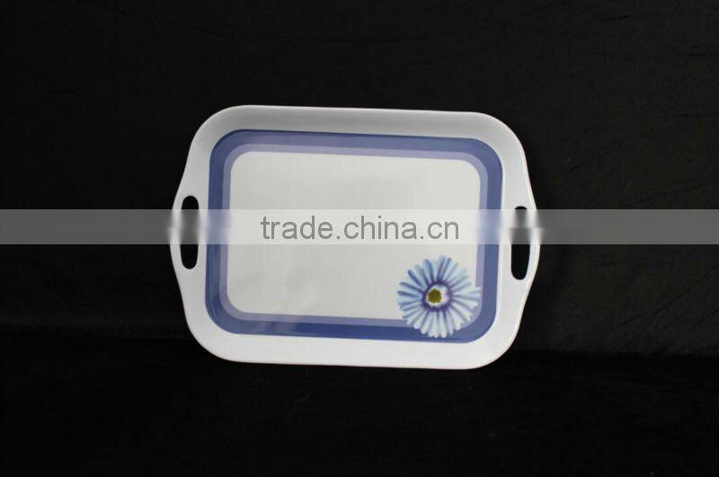 15.5 inch two-handled rectangular melamine tray