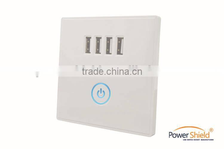 Hotel/Home/Residential Universal Electrial wall Schuko socket with 4 USB Charging output 4800Amp Pure Brass Top quality Material