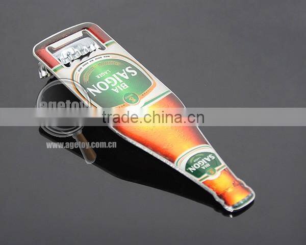 Vietnam Saigon Souvenirs Promotion Beer Bottle Shaped Printing Stainless Steel Metal Beer Opener Custom