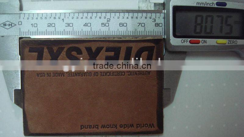 2014 hot sale color embossed jeans real leather patches