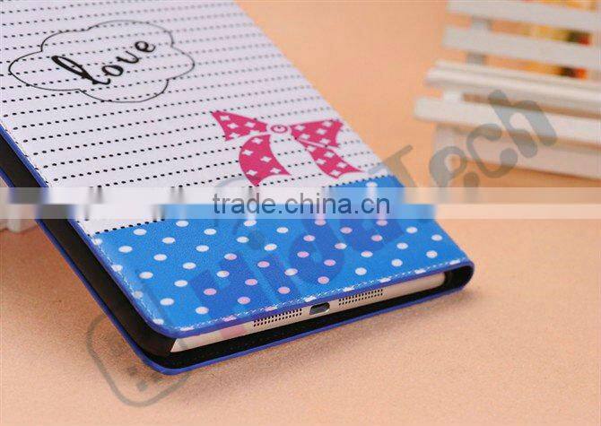 For iPad Mini Leather Case,Dot & Little Girl Design Book Style Leather Case for iPad Mini,Leather PC Cover Case