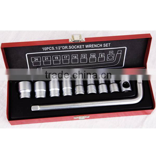10pcs 1/2 Inch Dr Socket Wrench Set Chrome vanadium Professional Level