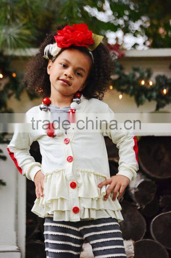 Stylish Long Sleeve ruffled children Cardigan Buttonless girls cardigan