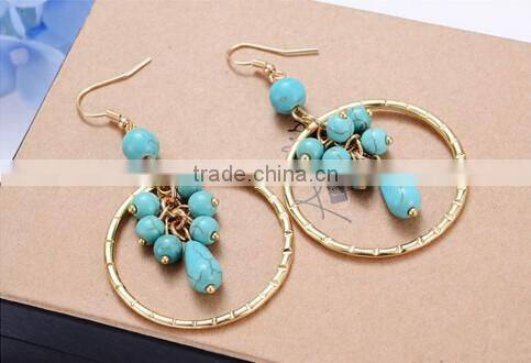 Turquoise bead tassel earrings fashion earring designs new model earrings/