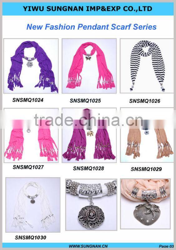 Metal Heart Pendant Necklace Scarf Fashion long Tassel