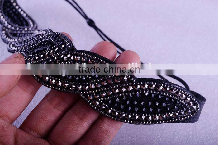 Black Rhinestone Bridal Elastic Headband,Rhinestone Elastic Headband For Adult