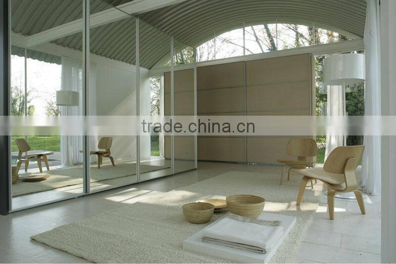 Quality silver coated or aluminum coated bedroom wardrobe sliding mirror doors