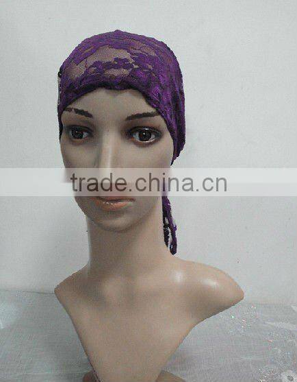 C015 new muslim tie back lace underscarf