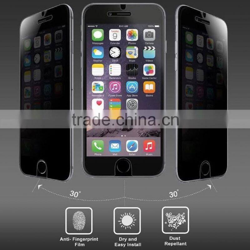 OEM / ODM 2016 newest ! 9H full cover privacy tempered glass screen protector tempered glass film for iphone 6 (privacy)