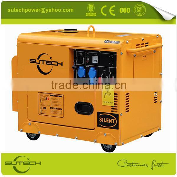 Low noise single phase 5kw portable 220V generator with soundproof and 4 wheels