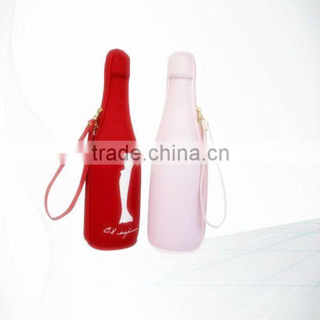 custom eva single wine carrier bag with handle in printed logo by fabric