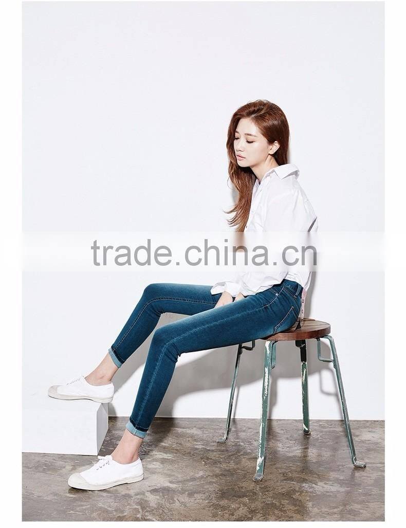 Women's Basic Design Cotton Long Sleeve Boy-Friend Style Shirt Blouse Solid White