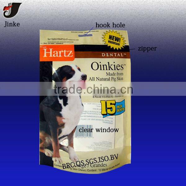 Dog treats plastic bag with hook hole