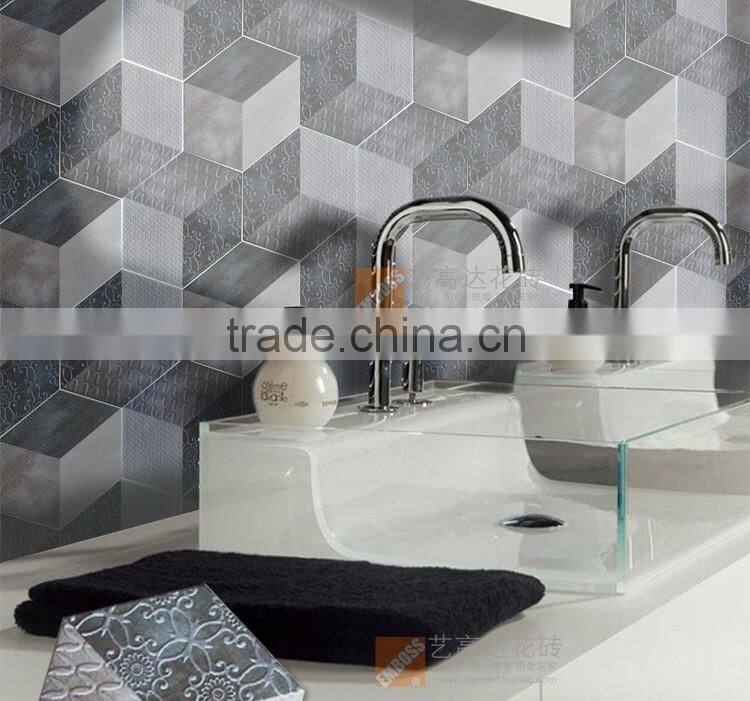 EMBOSS 100*200*175mm grey color hexagon tile porcelain mosaic floor tile