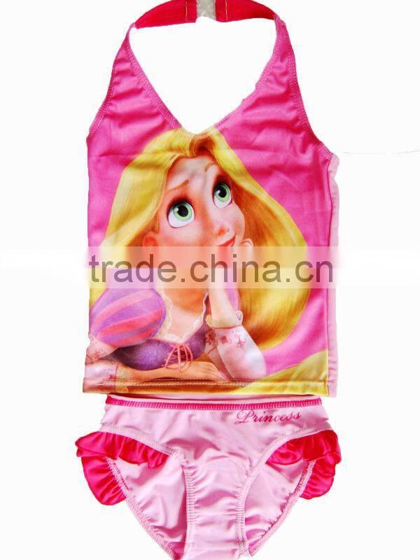 Sweet 2013 hot selling cartoon kids two piece swimwear