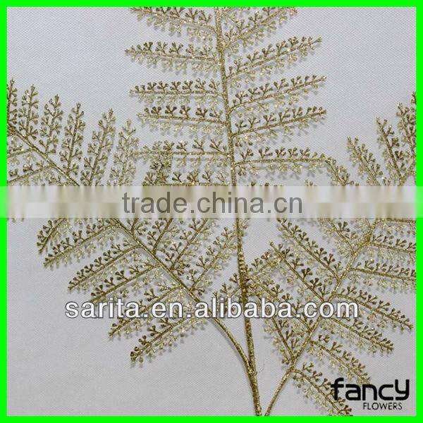 new design glitter powder small artificial leaves