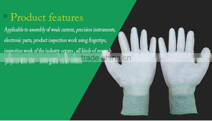 sales well white with green PU coated labor gloves in China