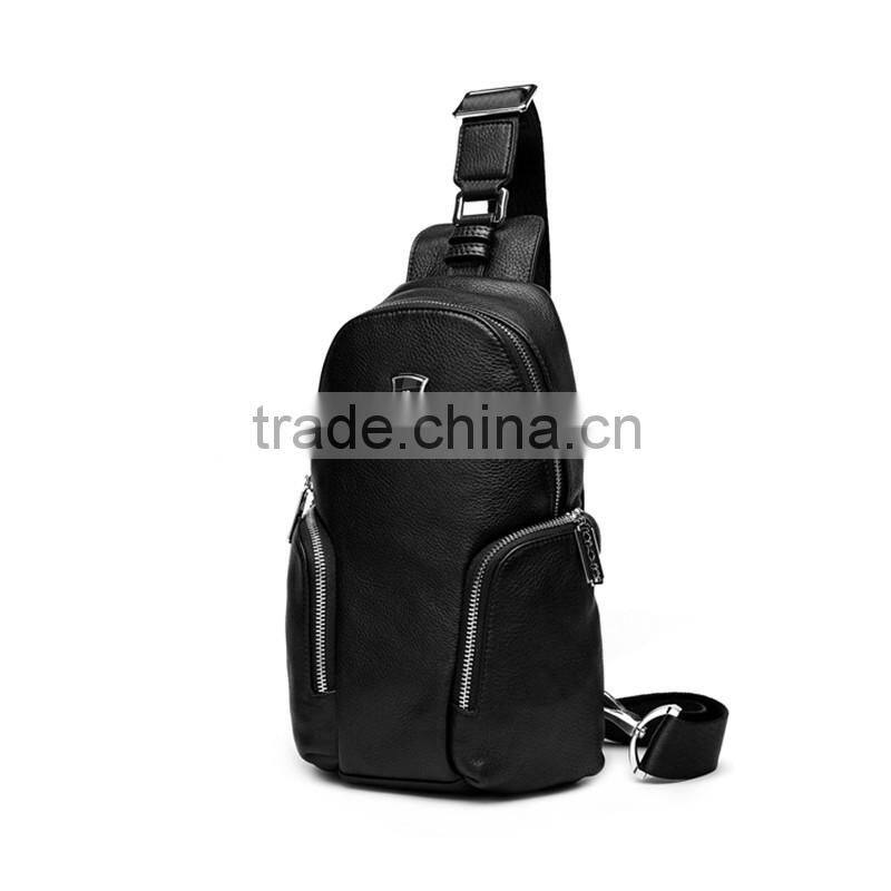 2016 fashion men black leather single strape shoulder bags messenger bags Dongguan