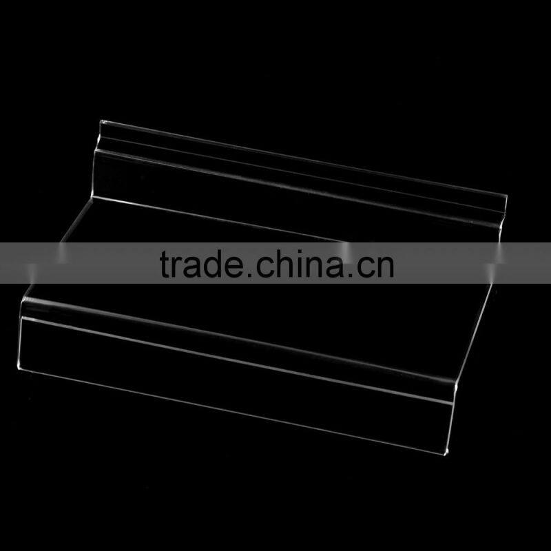 Retail price wall mount plexiglass shoe shelf display, slatwall acrylic shoe riser shoe holder stand shelf